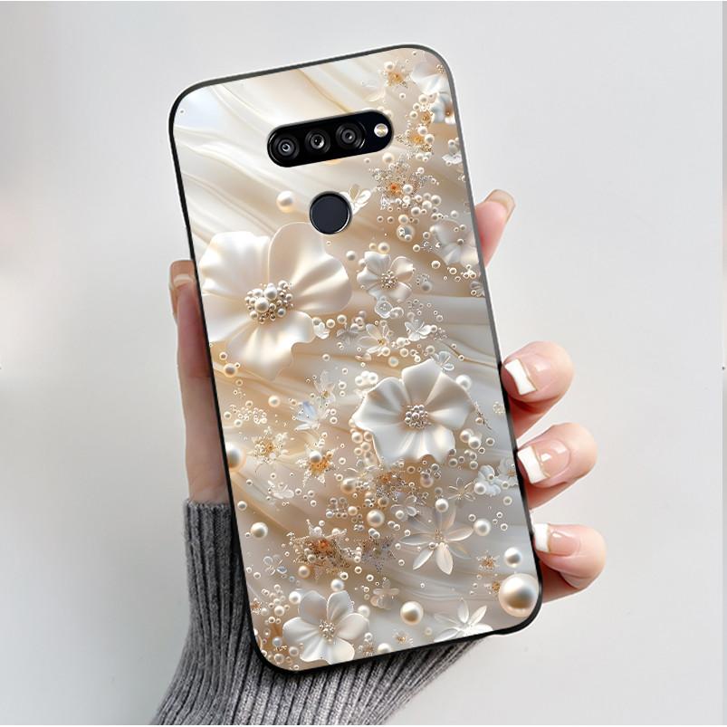 Weiche Hülle für LG K50S K40S Handyhülle LMX540HM LM-X540 LMX430HM LM-X430 Modischer Schmetterling Blume Schwarzer Silikon-Stoßfänger Abdeckung
