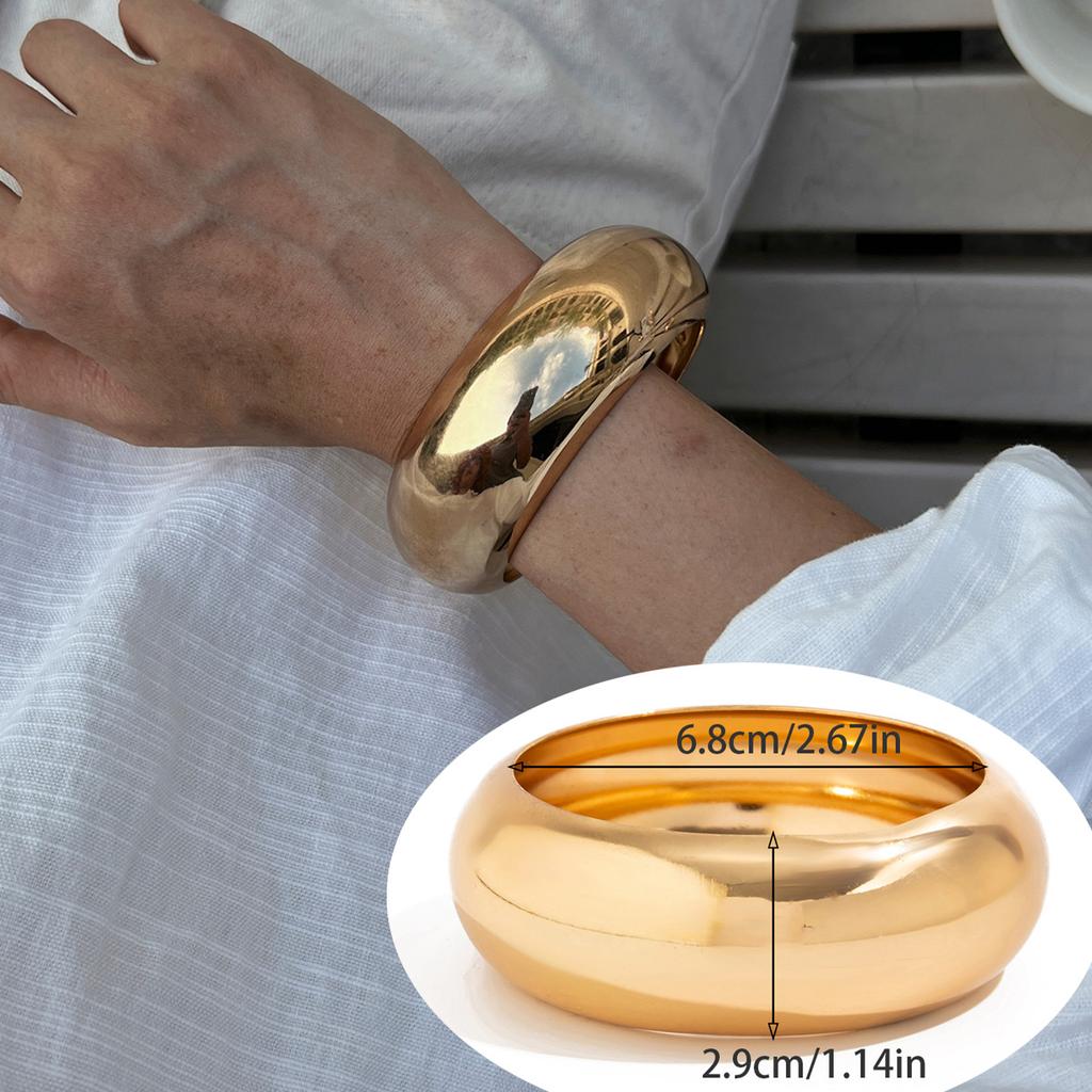 Exaggerated Metal Large Glossy Bracelet Bracelet Design Sense Geometric Round Wide Bracelet