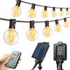 Meetaa Solar G40 LED String Lights, 7.5m, 13 Bulbs, PC Material, Durable, Warm White, Automatic Nighttime Lighting, Rainproof, Remote Control & Timer