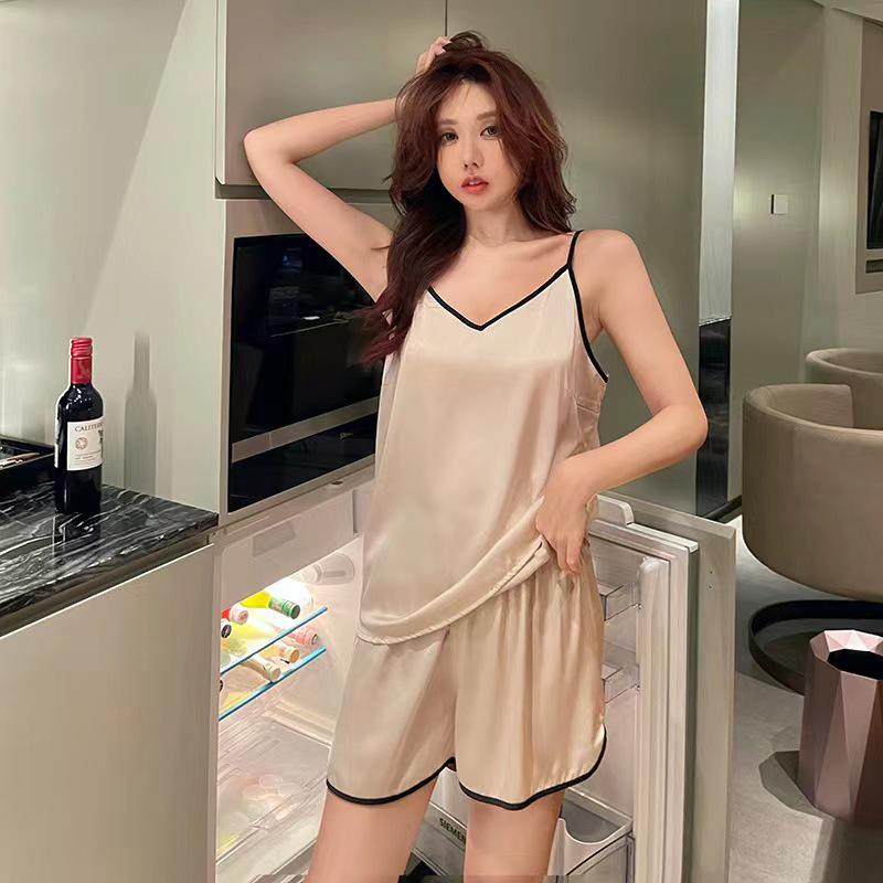 Luxury Women's Summer Satin V-neck Camisole Shorts Pajama Set
