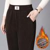 Women's High-Waisted Corduroy Carrot Pants: Fleece-Lined, Casual Straight-Leg for Autumn & Winter