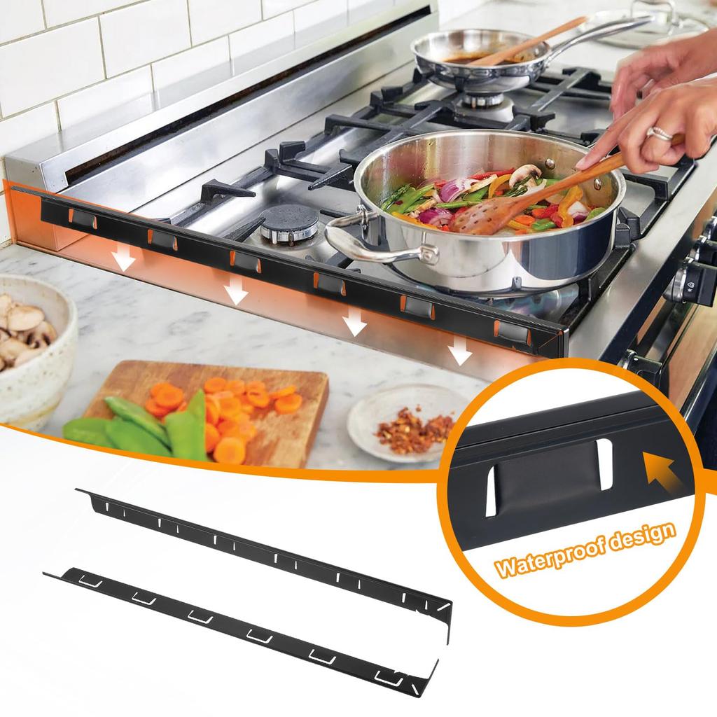uxcell Stove Gap Aluminum Stove Gap Filler Heat Resistant Easy for Kitchen Inch 2-Pack Covers, Kit, & Cleaning, Countertops, 23.6 (0.2 Inch, Black)