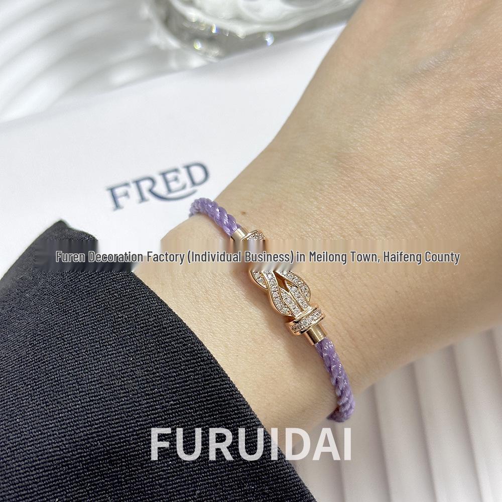 Fei Jia February Birthstone Purple Horseshoe Buckle Unisex DIY Bracelet