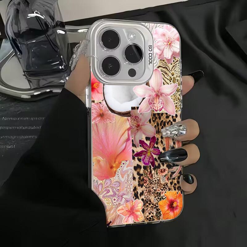 Leopard Print Star Flower Plating Hard Phone Case For IPhone 17 Air 16 15 14 13 12 11 Pro Max Plus Funda Case Cover Bumber Cover