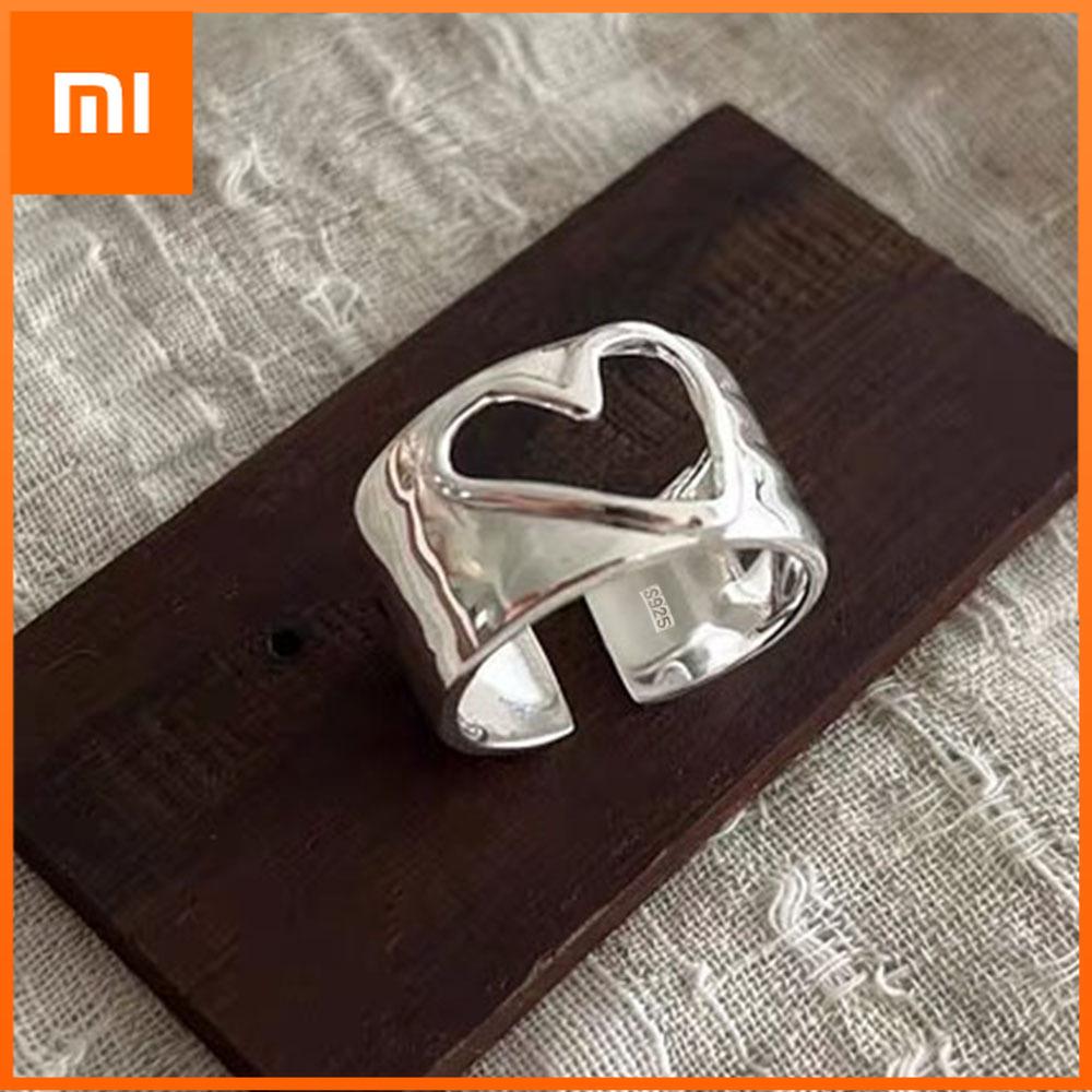 Xiaomi BF CLUB 925 Sterling Silver Rings For Women Open Minimalist Retro Heart Ring Creative Anillos Bague Fine Jewelry