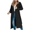 Elegant Women Solid Color Long Trench Coat Casual Winter Autumn Jacket Temperament Style