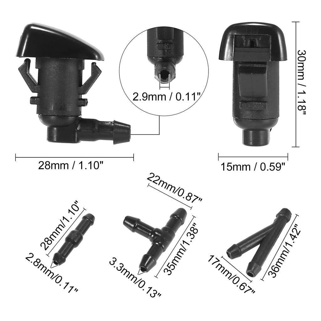 ACROPIX Vindrutetorkare Spolarmunstycke Vindrutetorkare Kompatibel med Chevy Traverse med Slanganslutning, Svart, 7-pack