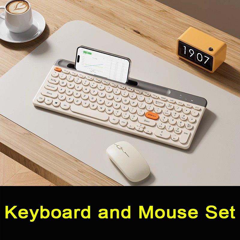 Tri-Mode Dual Bluetooth Keyboard & Mouse Set with Slot Ergonomic Design Silent Keyboard with Scissor-Switch for Laptops Desktops