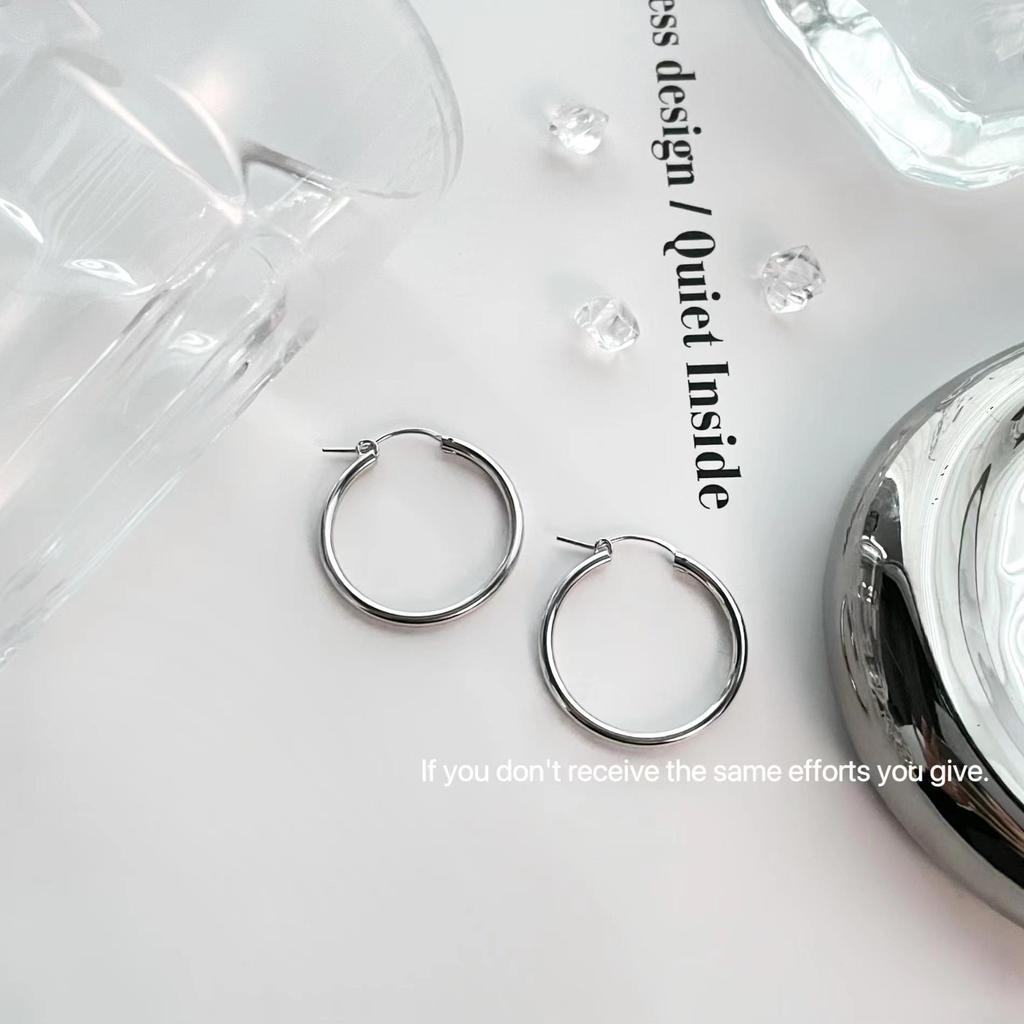 S925 Sterling Silver Timeless Classic Hoop Earrings for Women – Versatile, Simple, and Elegant Large Round Ear Jewelry