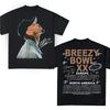 Hip Pop Chris Brown Breezy Bowl XX Concert Tour Cotton TShirt Vintage Short Sleeve Round Neck Print Casual Style for Women Men