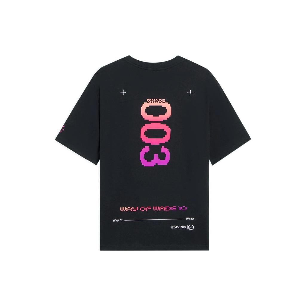 Li-Ning Wade Series Pixel Letter And Number Print Casual Short Sleeve T-Shirt Men Tops Black AHSSA47-1