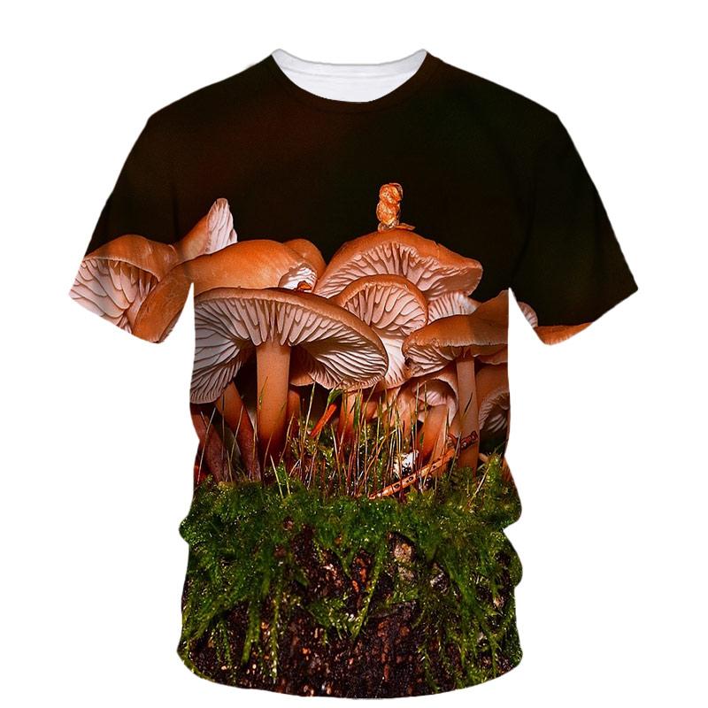 Summer Mushroom 3D Print T-Shirts Streetwear Men Fashion Casual Oversized O-Neck Short Sleeved T Shirt Tees Tops Clothing