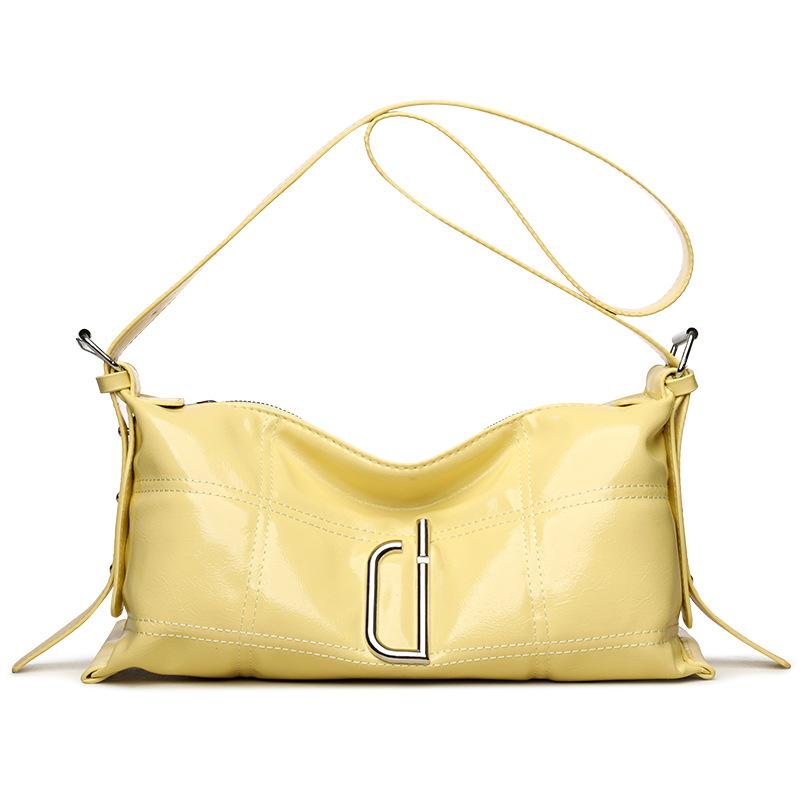 New Pillow Bag Oil Wax Leather Burst Pattern Soft Tote Messenger Women's Bag Fashion Niche Single Shoulder Handbag Tide