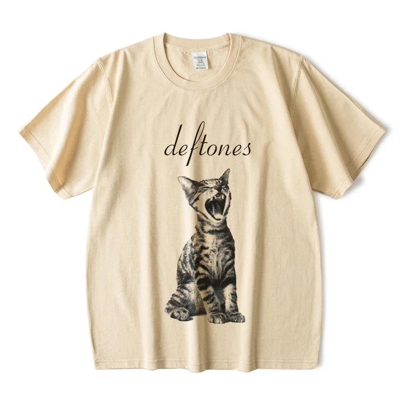 Top Women's Cute Cat Printed Short Sleeve T-shirt Women's Harajuku Fashion Couple Loose Street Style Y2K Clothing