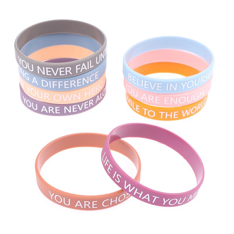 Gummiarmbänder mit Motivierendem Zitat, farbige, inspirierende Silikonarmbänder, dehnbar, Unisex-Armbänder für Frauen und Männer, Geschenke