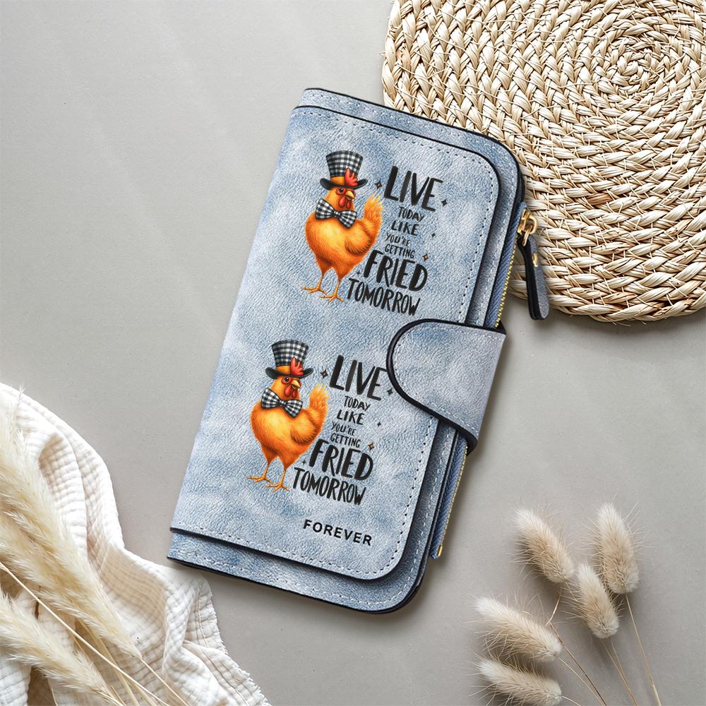 Cute Chicken Printed Wallet Fashion Long PU Leather Purse for Ladies