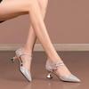 Móda 2025 Léto Nové Dámské Módní Kamínkové Špičaté Sandály Pohodlné Prodyšné Sandály na Vysokém Podpatku Styl Cool Boty pro Ženy