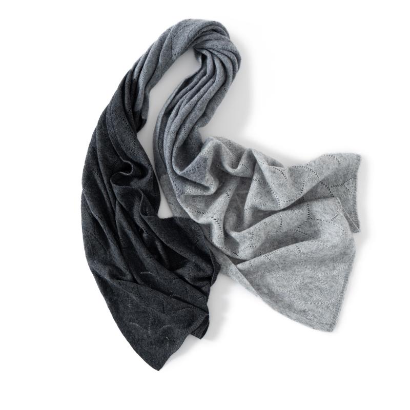 

100% Cashmere Women S Two-Color Cut-Out Scarf And Shawl For Winter Warmth Gradient Knitted Multi-Functional Vest Couple S Neck сірий