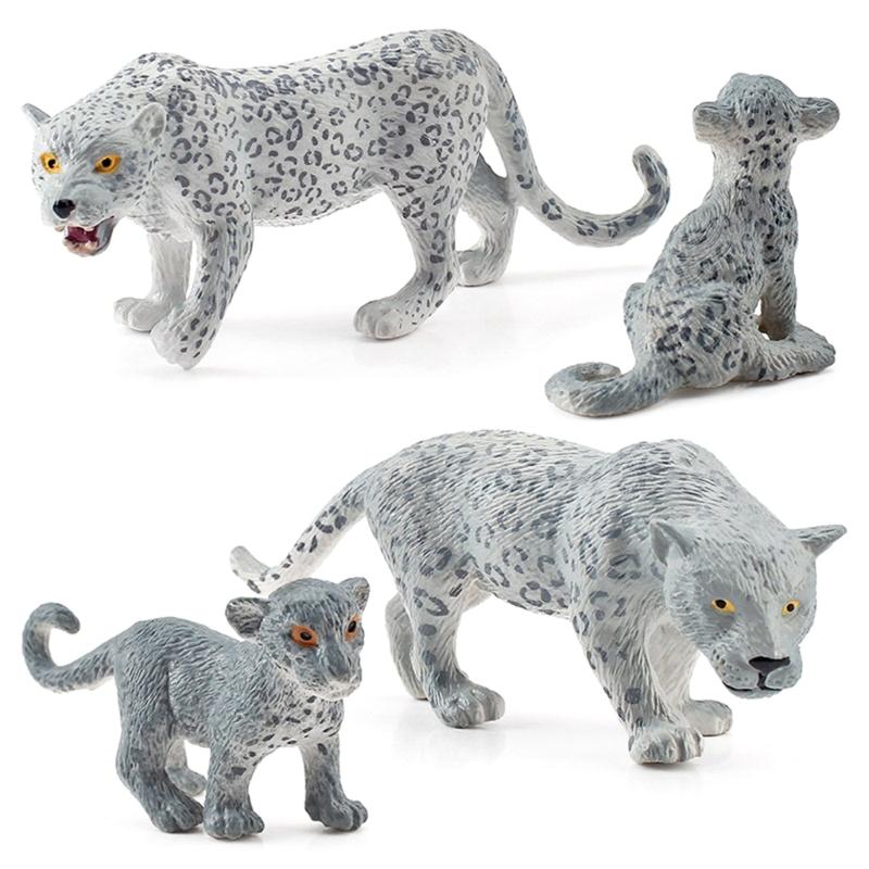 Highly Detailed Snow Leopard Statue PVC Wildlife Animal Miniature Figurine Decoration For Desk And Shelf Decoration