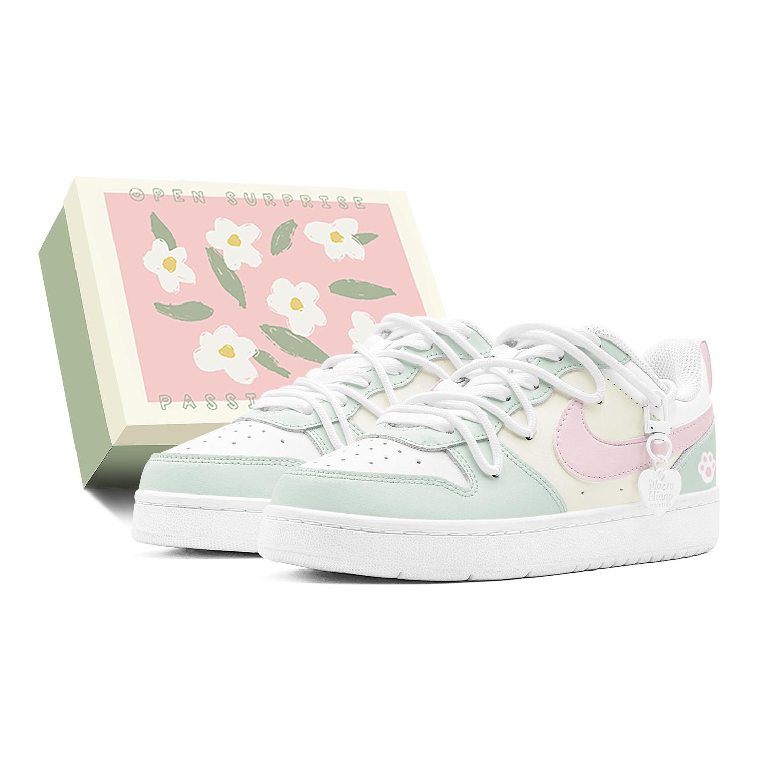 

Nike Court Borough Low top Skateboard Shoes Women s Pink Green BQ5448-100(TeamS2-S-BOX) 40