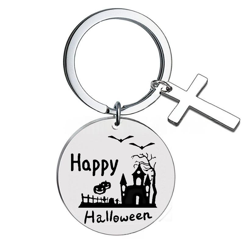 Edelstahl Schlüsselanhänger Geist Halloween Geschenk Europäischer und Amerikanischer Schriftzug Schlüsselanhänger Rucksackanhänger
