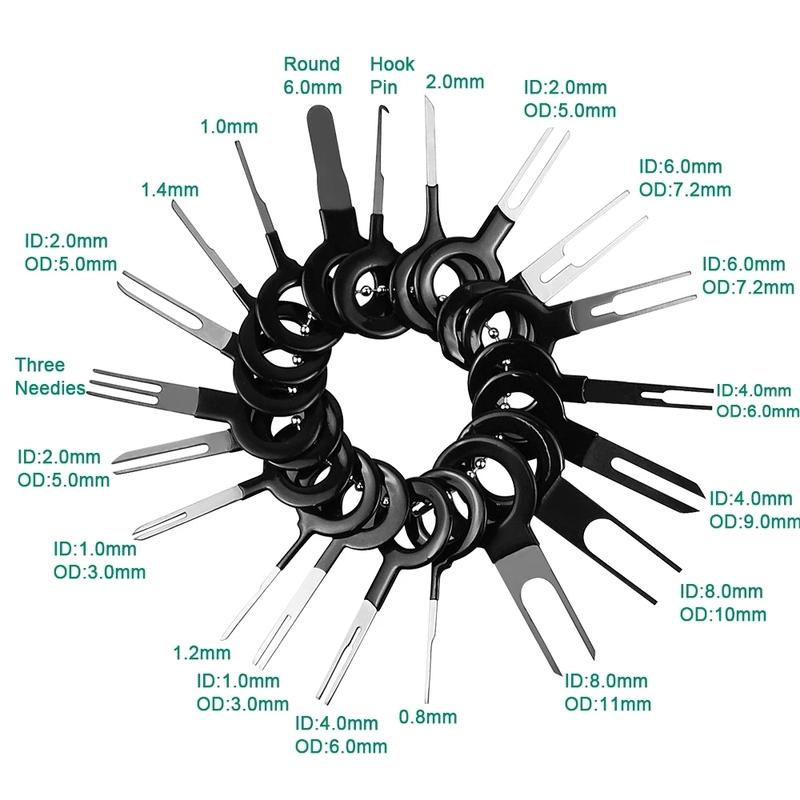 100Pcs Car Terminal Removal Repair Tools Electrical Wiring Crimp Connector Pin Extractor Kit Keys Automotive Plug Pullers