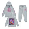 Kids' Long Sleeve Loose Pullover Letter Print Drawstring Hooded Sweatshirt Sweatpants Set