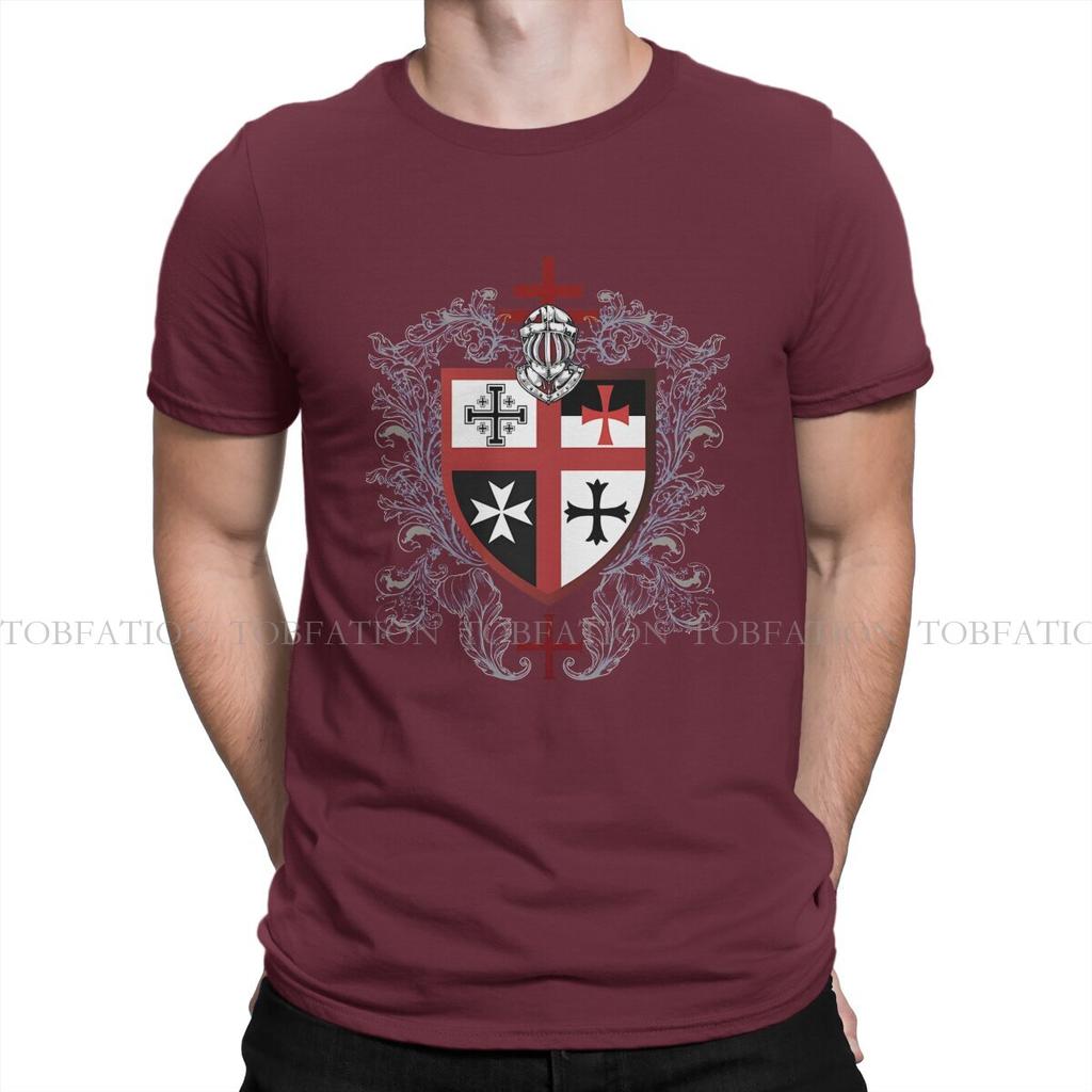 Cross Shield Symbol Medieval Emblem Secret Order TShirt For Male Knights Templar Tops Novelty T Shirt Soft Print  Creative Gift