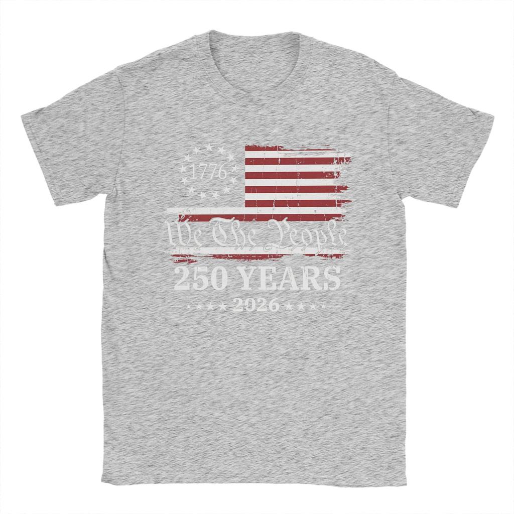 250 Years American Flag T Shirt Unisexs Pure Cotton Vintage TShirt Round Collar Tee Shirt Short Sleeve Tops Printed