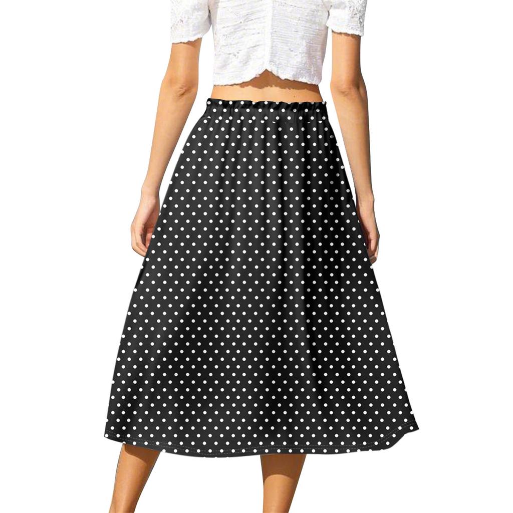 Women's Casual High Waist Drawstring A-line Skirt Printing Skirt