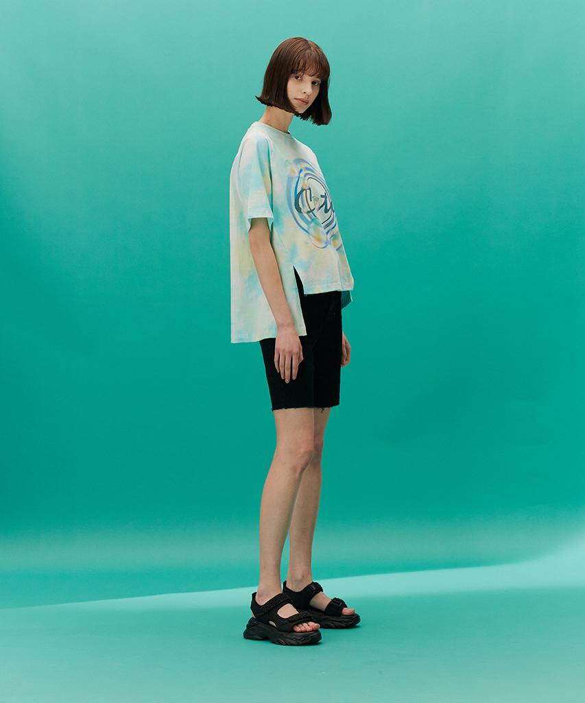 CETU Tie-Dye Logo Print T-Shirt Blue