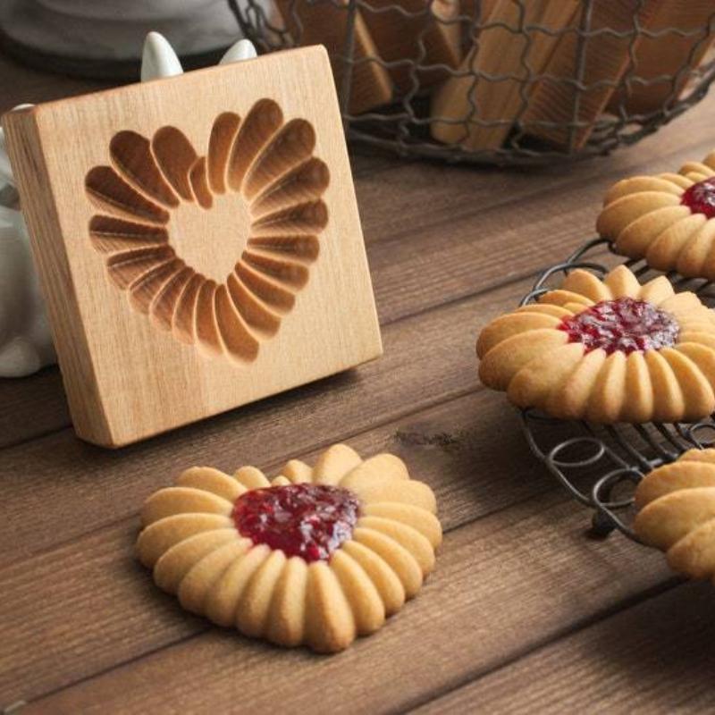 

3D Деревянные Формы для Печенья для DIY Выпечки с Узорами Сердца и Цветка для Выпечки Мастики, Торта, Печенья, Праздничных Пекарей