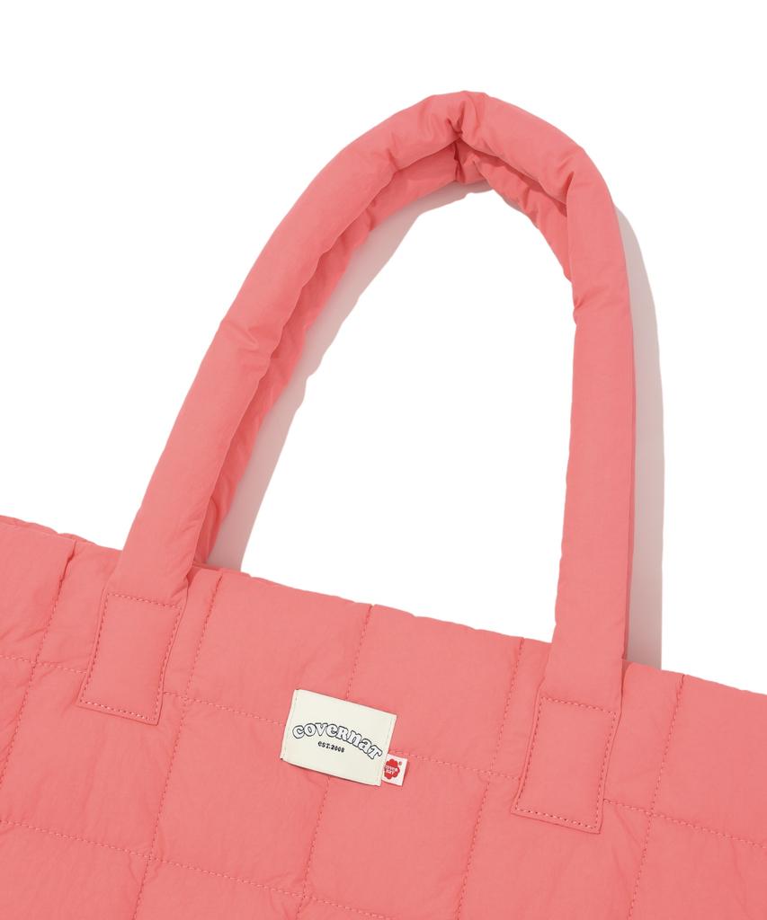 Covernat Woman Clover Heart Quilted Big Tote Bag Pink
