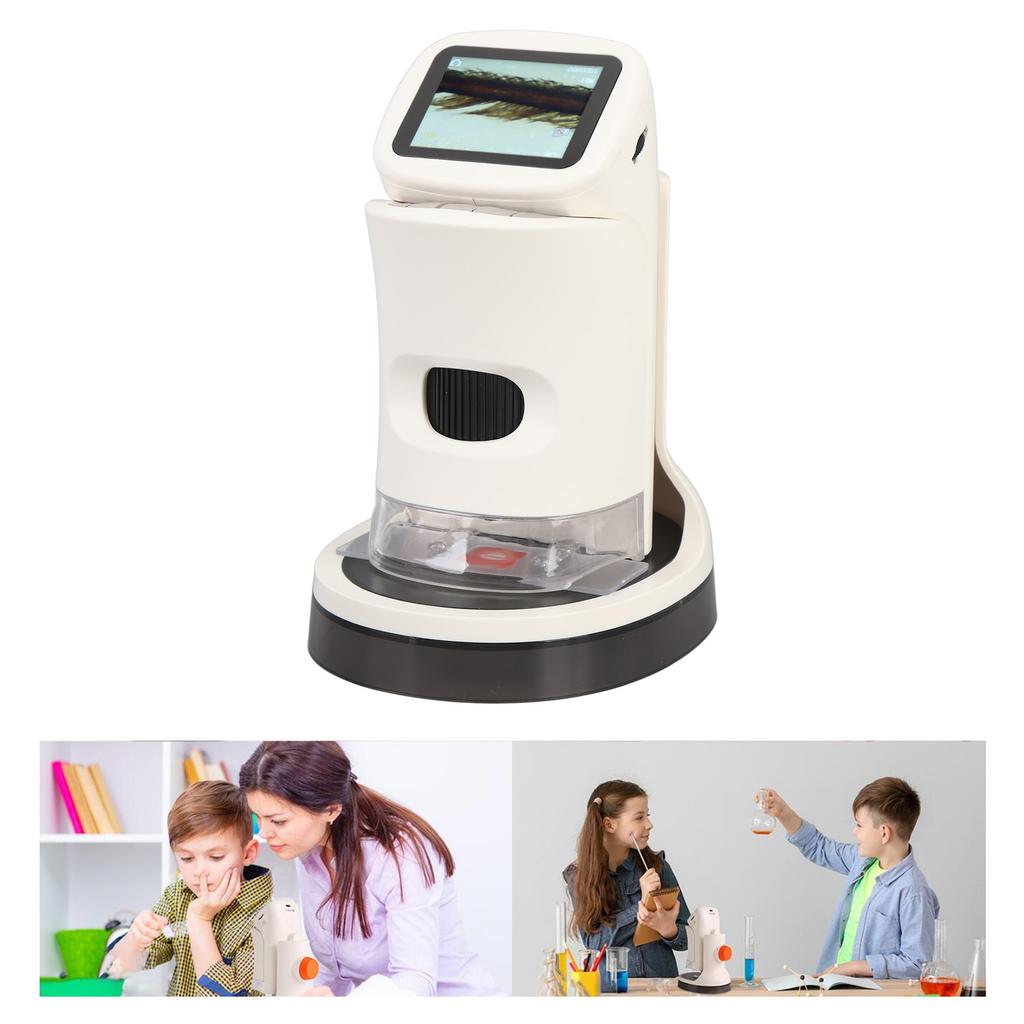 Portable Microscope 2 Inch HD Color Screen 100X to 1000X LED Lighted Pocket Microscope Slide Kit for Science Biology Observation