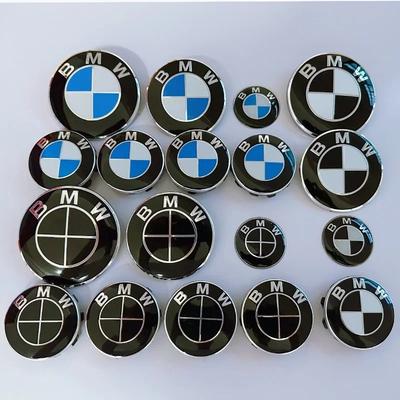 Emblema Cofano Anteriore Per Race Track Logo Nero Bianco 81mm+Distintivo Posteriore 74mm+Coprimozzo Ruota 68mm+56mm Adesivo Volante 46mm