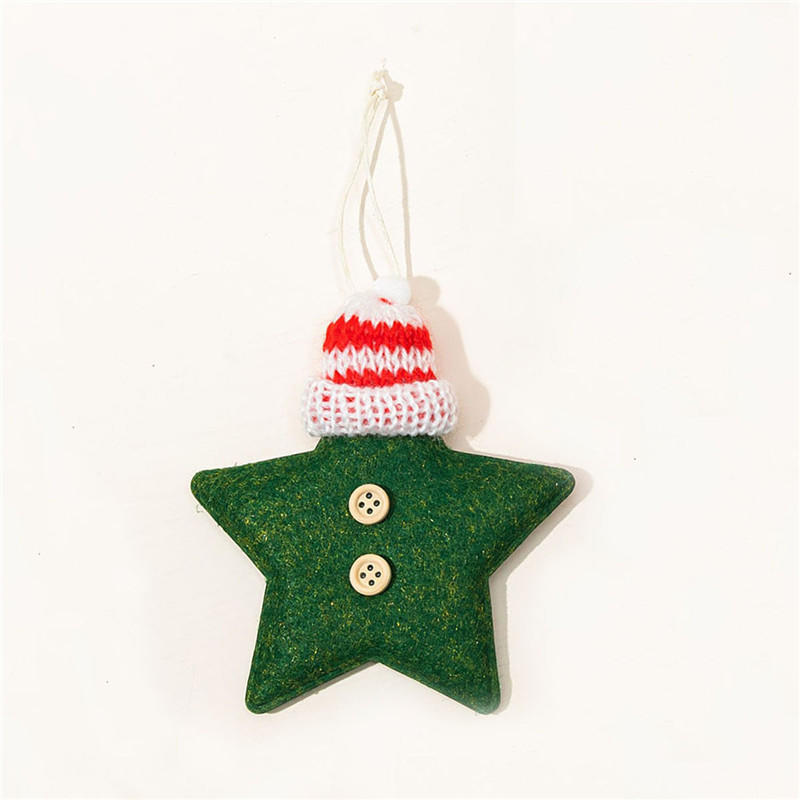 

DIY Xmas Decor Christmas Tree Ornaments Holiday Crafts Decoration Star Pendant Knitted Hat One Size
