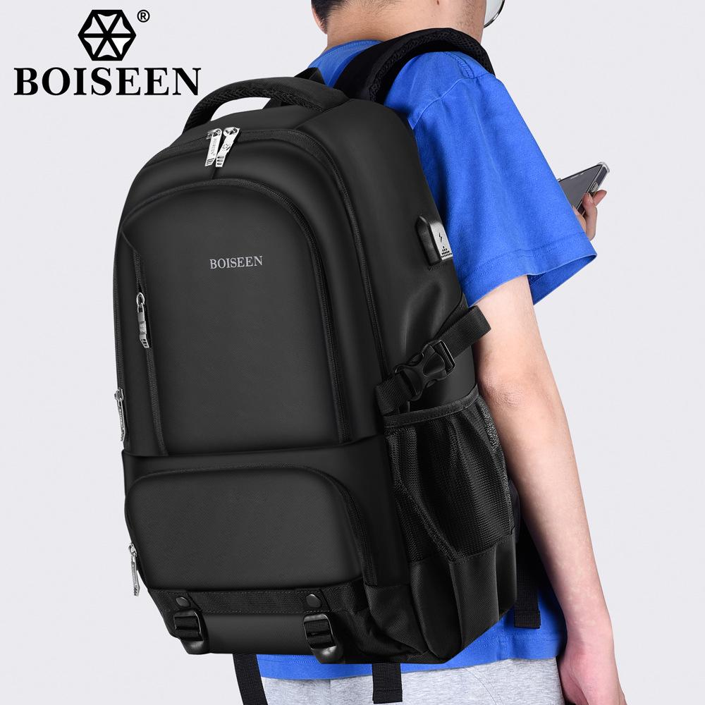 Schwarzer Business-Rucksack für Herren, multifunktional, wasserdicht, mit doppelter Schulter, Laptoptasche, große Kapazität, Outdoor-Reisetasche