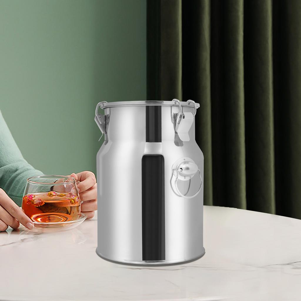 5L Stainless Steel Milk Storage Container, Airtight Freshness Kitchen Canister, Food Grade Creamery Jug with Lid for Home Dairy