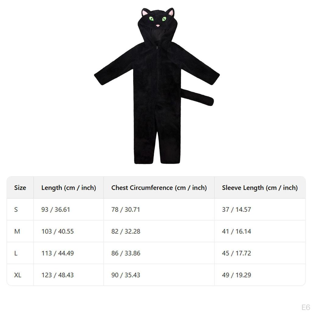 Cosplay Costume Cat Hooded Jumpsuit Hat Polyester Lightweight Outfit Suitable for Themed Gatherings