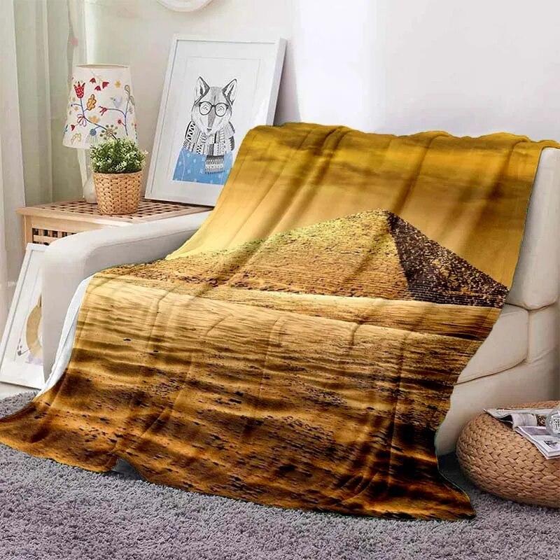 Ancient Egyptian Elements Print Blanket, For Sofa Couch Office Bed Camping , Multi-purpose Gift Blanket For All Season Clear