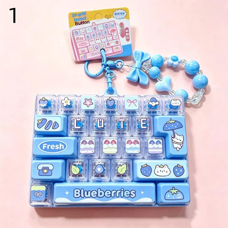 Cute Anti-Anxiety Decompression Toy 26 Key Clicker Fidget Toy Lightweight Bag Pendant Stress Relief For Kids Gifts Desk Decor