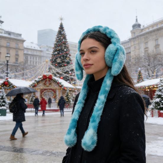 Dámský zimní ohřívač uší Roztomilé plyšové náušníky s pohyblivými skákacími králičími uši Přechodová barva Kryty uší Čelenka pro ženy dívky