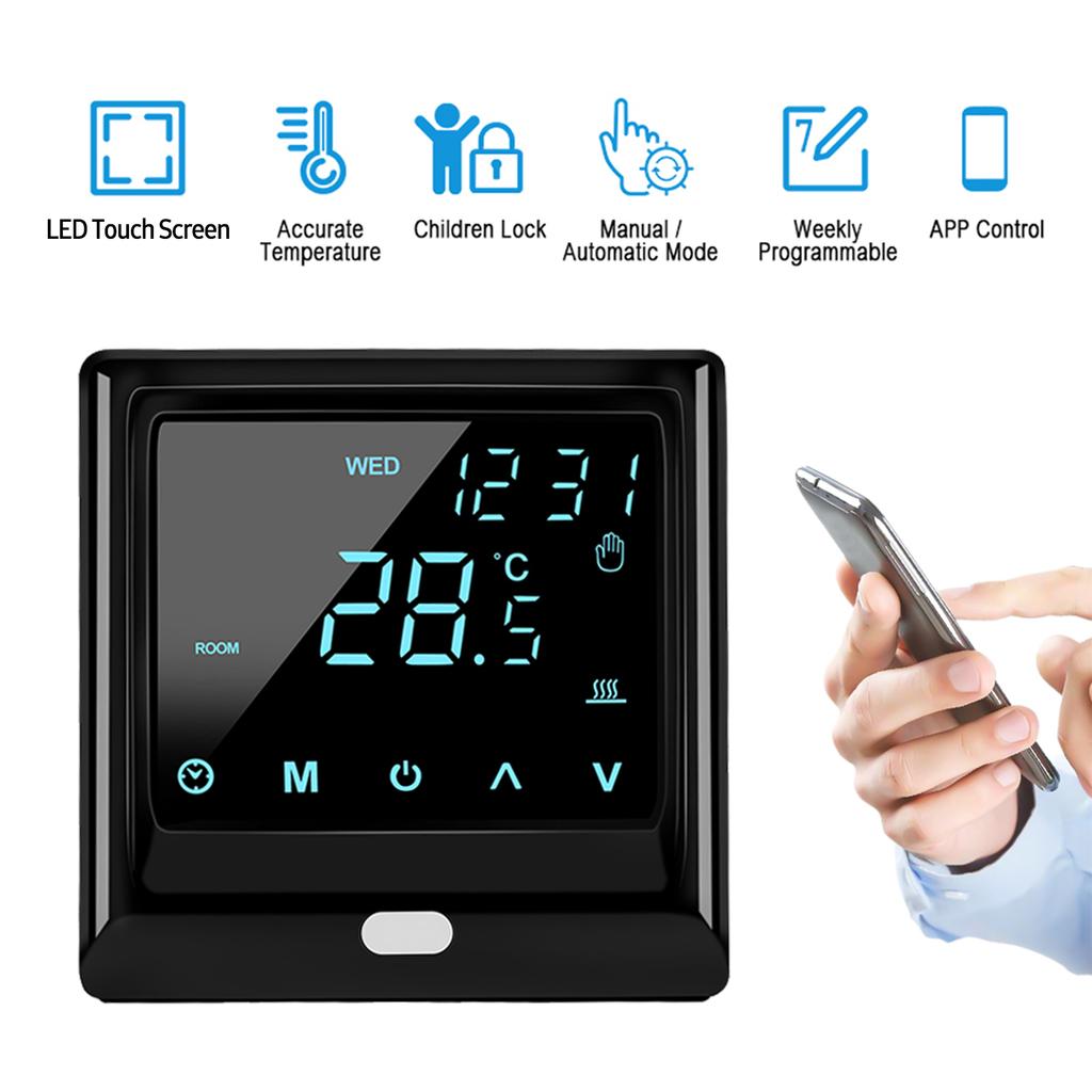 Wi-Fi Smart Thermostat 16A Digital Temperature Controller APP Remote Control Weekly Circulation Programmable Electric Underfloor Hting with Large LED 