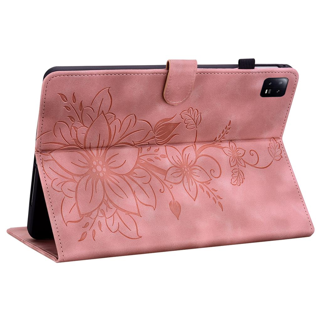 For Xiaomi Pad 6/Pad 6 Pro Case Stand PU Leather Card Holder Tablet Cover Lily Flower Design