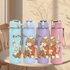 1PC Cat Coffee Easter Scene 750ml Color Plastic Sports Water Bottle Leakproof Flip Straw Lid Suitable for Sports Office Home Use