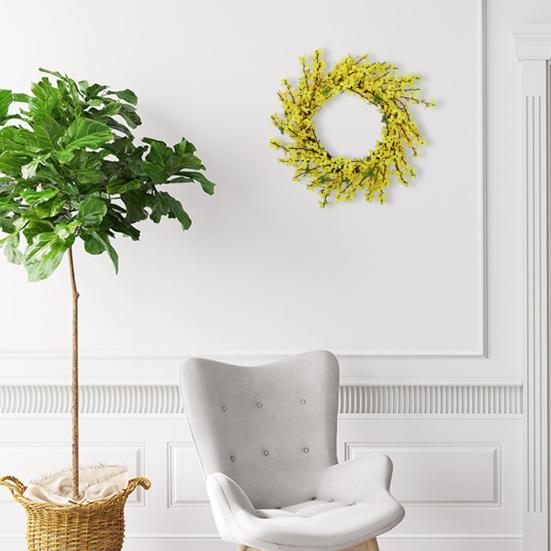 Artificial Wreath No Withering Eye-catching Yellow Realistic Fake Flower Front Door Wreath