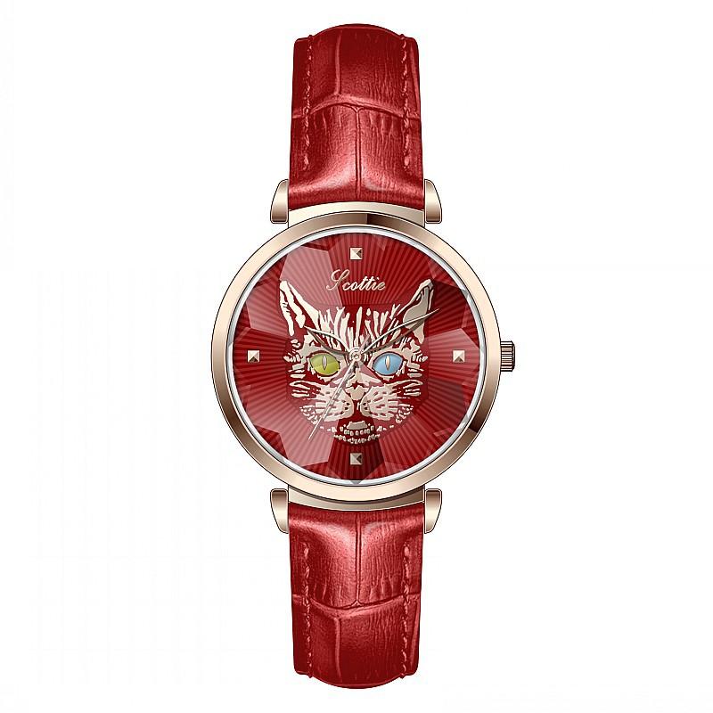 Fashion Domineering Cat Head Women S Watch Women S Waterproof Personalized Girls Leather Strap Watch