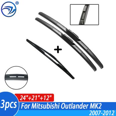Scheibenwischer Vorne & Hinten Wischerblätter Set Kit Für Mitsubishi Outlander MK2 2007-2012 2011 2010 2008 Windschutzscheibe Windschutzscheibe 24"+21"+12"""