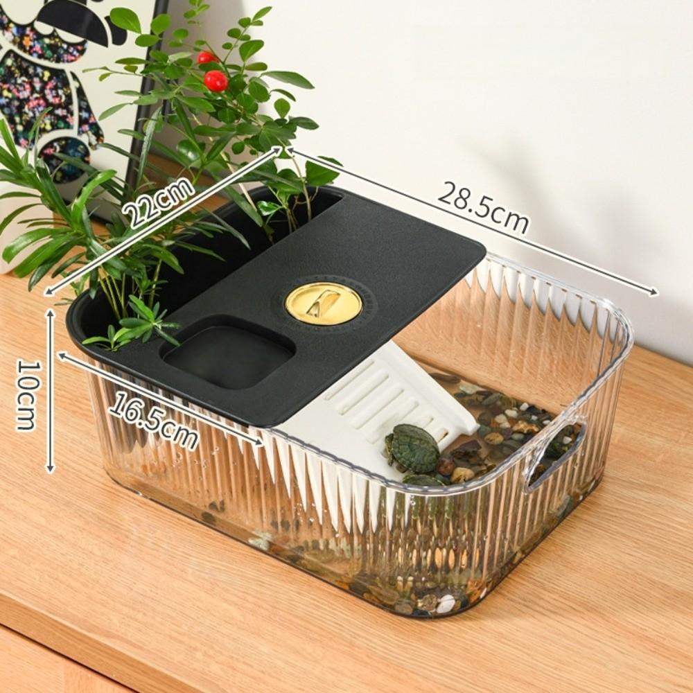 

New Plastic Turtle Tank Easy Clean Multi-functional Amphibian Terrarium Sunbathing Platform Clear Turtle Habitat Pet Supplies