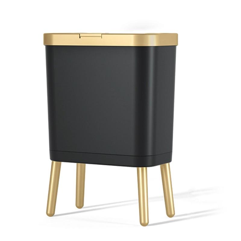 Standing Trash Can High Foot Trash Can with Press Open Lid Odor Sealing for Kitchen and Bathroom, Medium Capacity